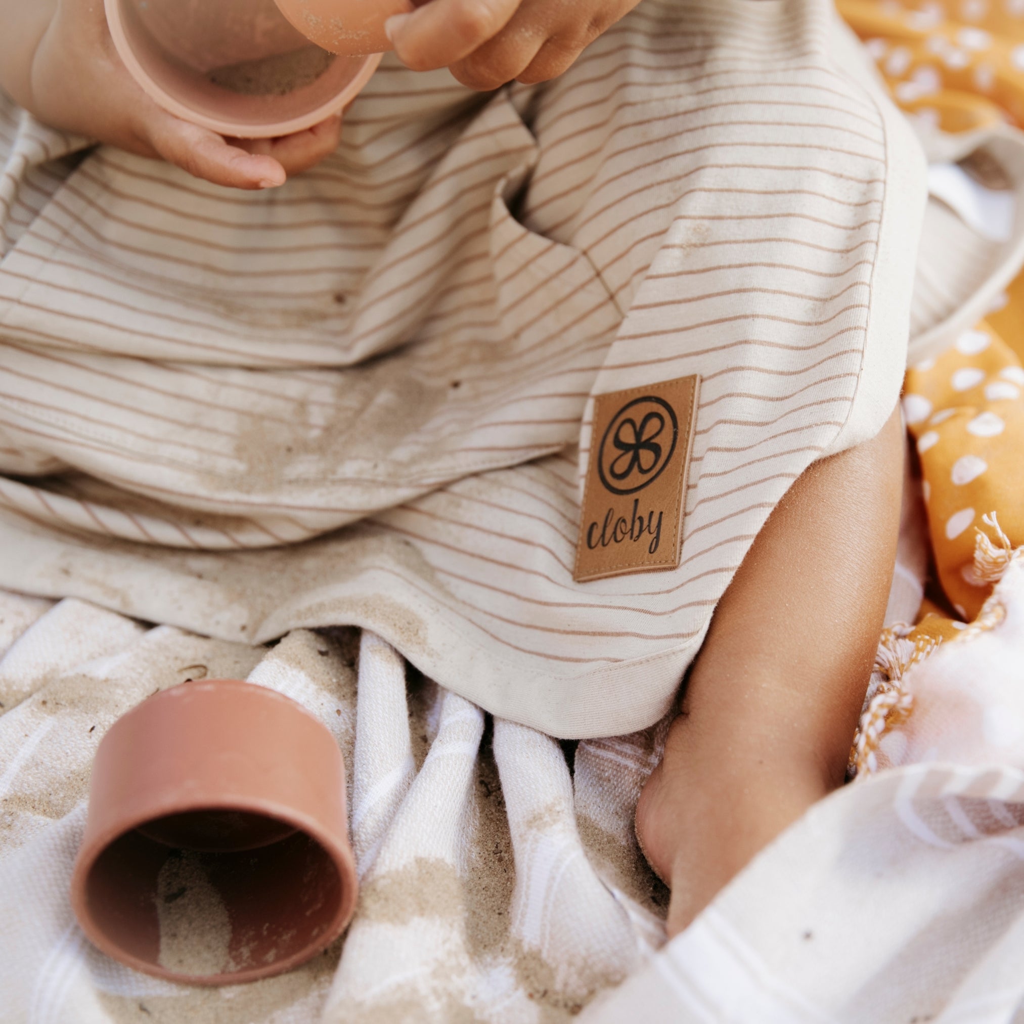 Kinder poncho absorberend - Sandy Beach / Peanut Brown