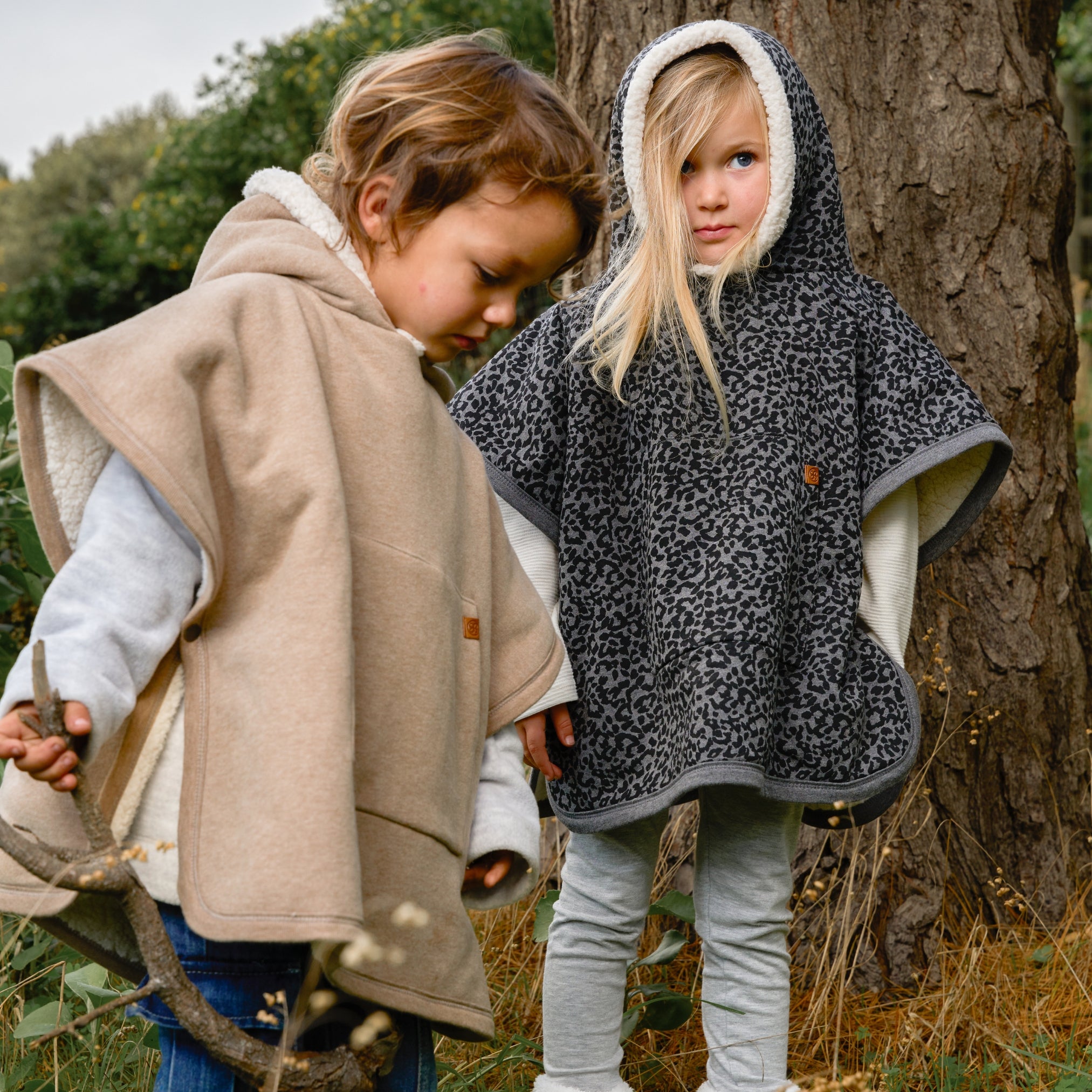 メゾンドルチェ teddy poncho Teddy Kids Poncho Leopard | Warm & Easy | Cloby