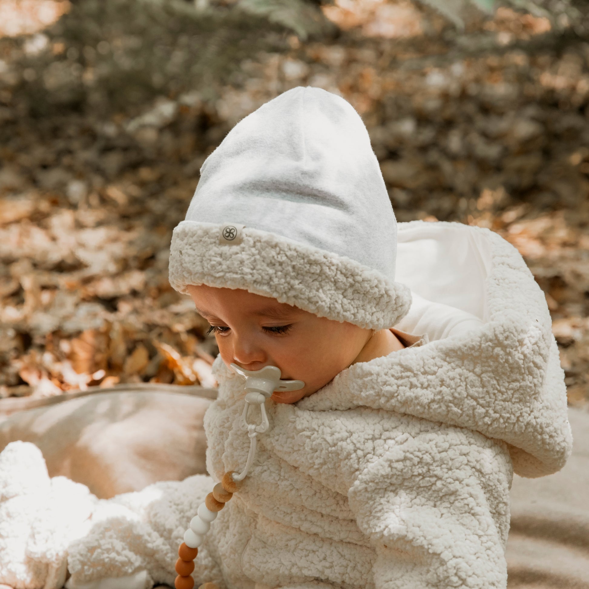 Grijze teddy muts voor peuters en baby's
