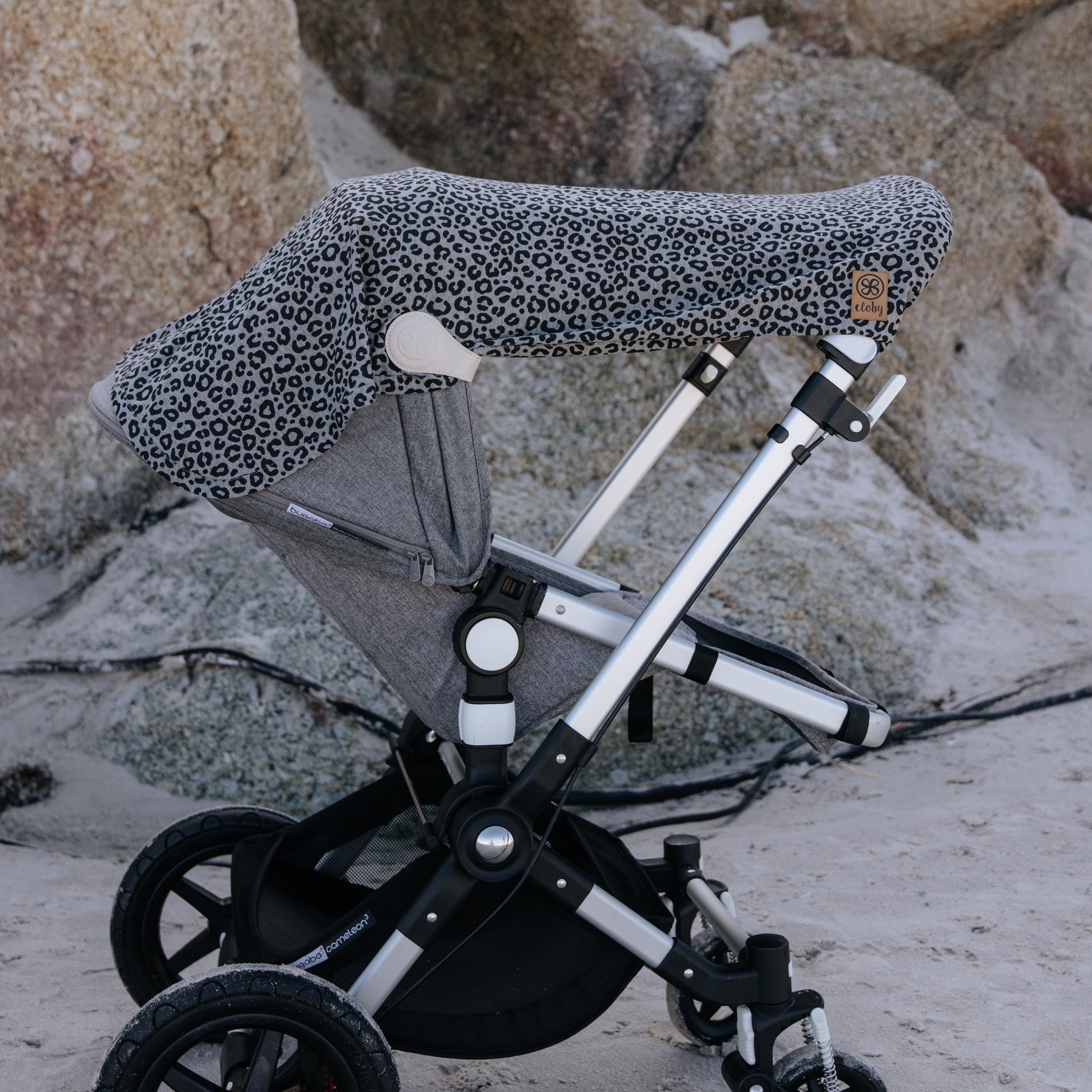 Leopard Grey UV deken voor kinderwagen, Cloby