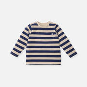 T-shirt à manches longues en Navy/Sandy Stripe – UPF 50+