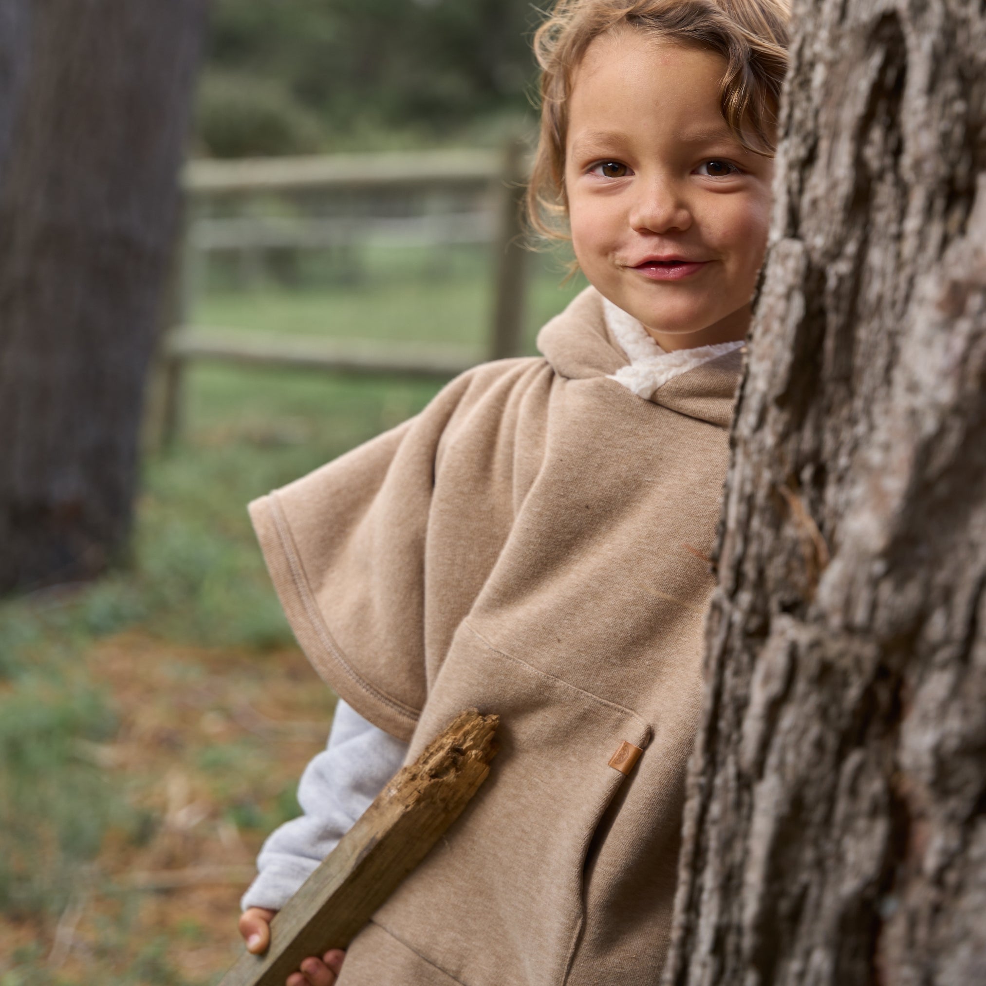 Teddy winterponcho voor kinderen - Brown