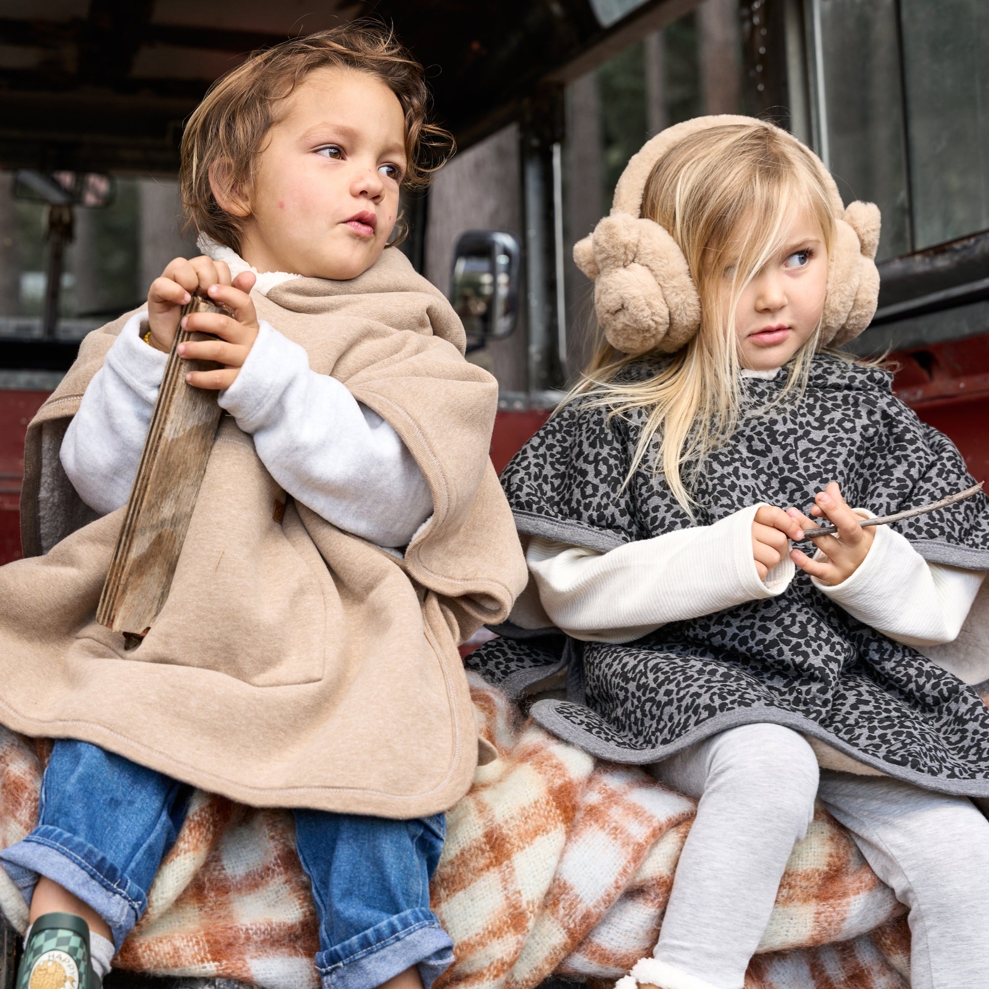 Teddy Kids Poncho Leopard | Warm & Easy | Cloby