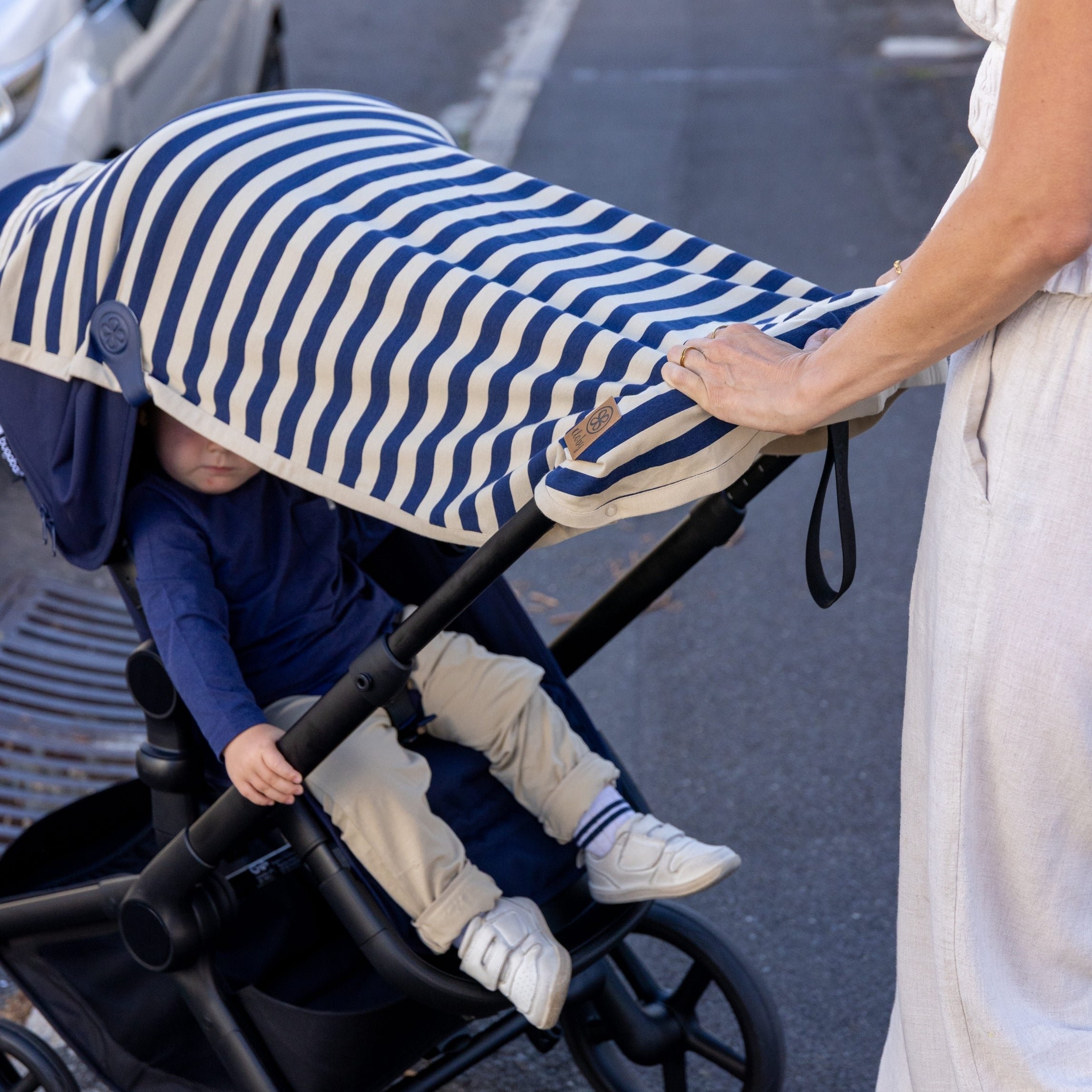 UV Blanket in Navy/Sandy Stripe - UPF 50+