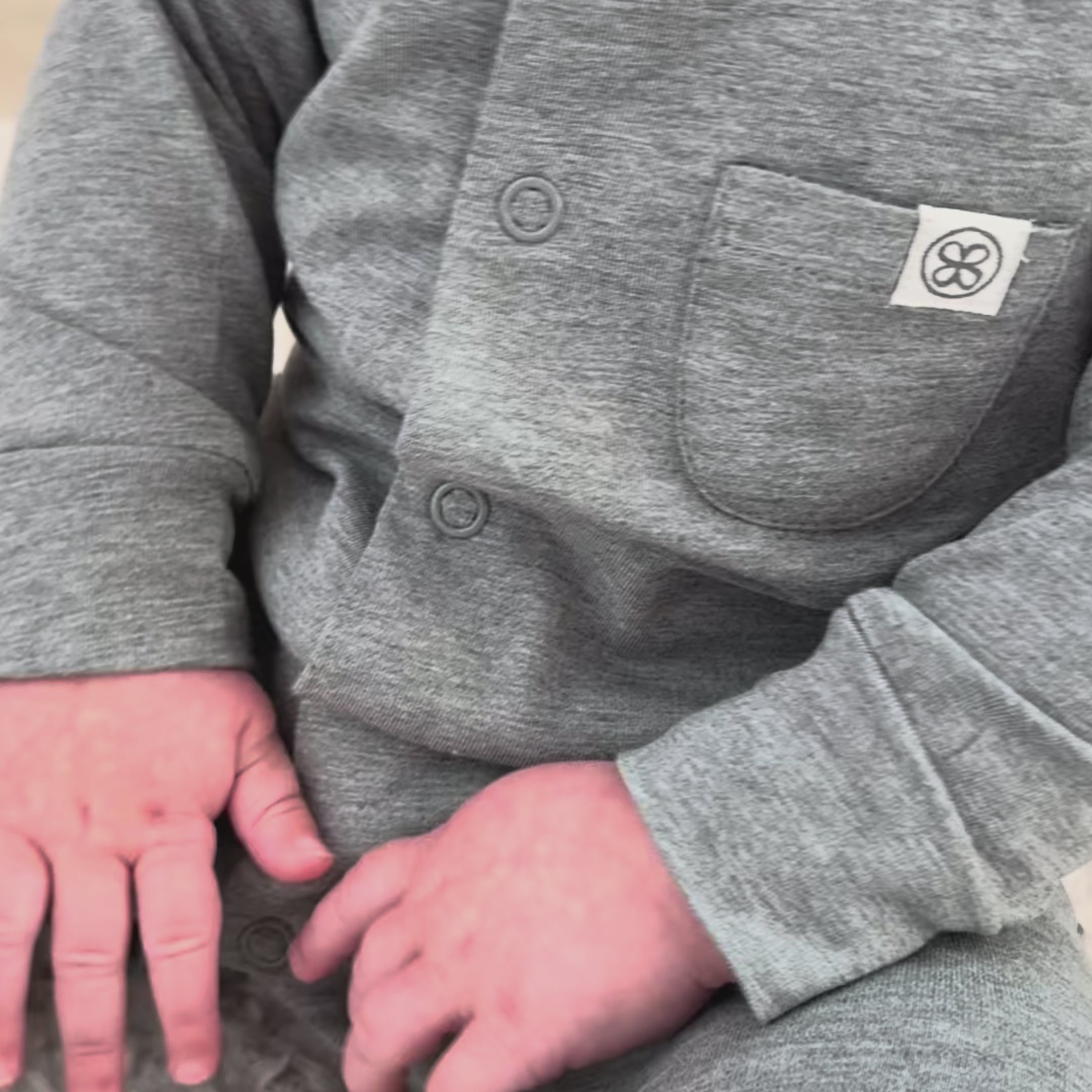 Load video: Baby playsuit in Stone Grey - UPF 50+